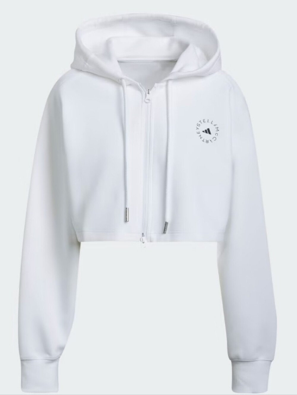Adidas by Stella McCartney White Cropped Zip Hoodie Jacket In White Size Large